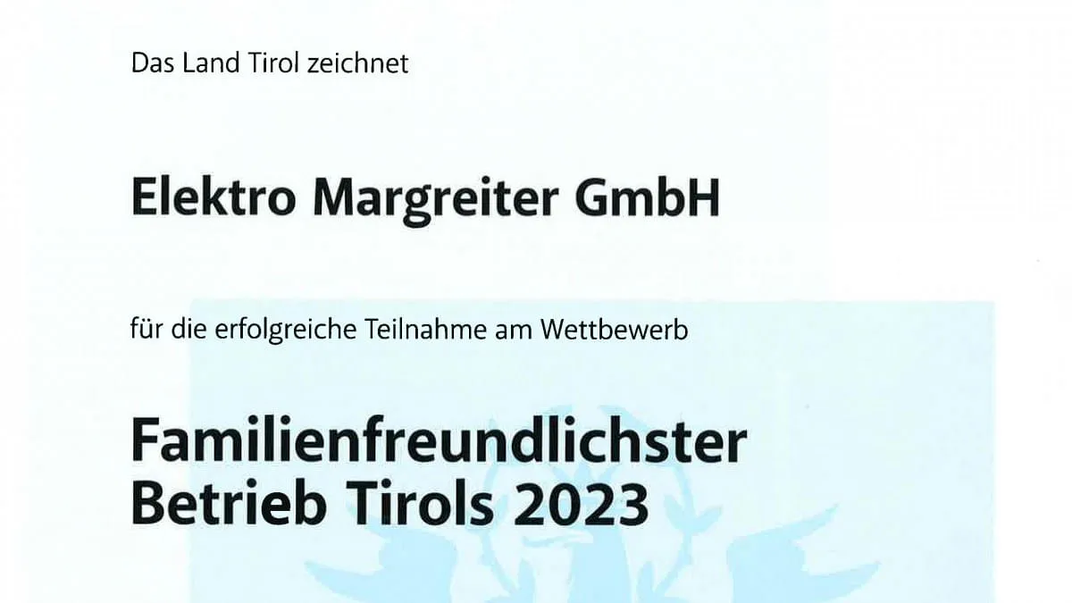 Familienfreundlichster Betrieb Tirols 2023